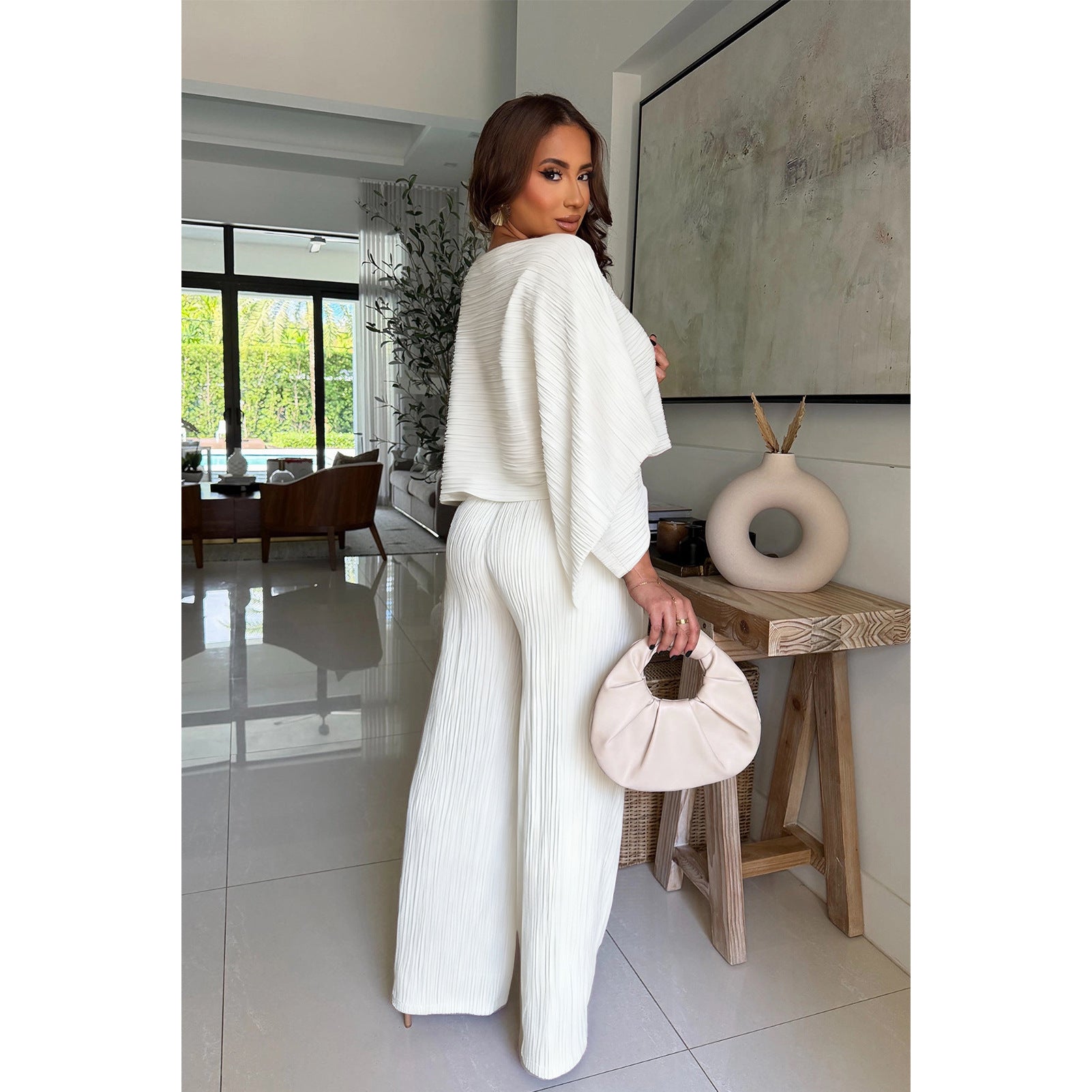 One-Piece Set With Casual Patch Pockets And Wide-Leg Pants Secondary image
