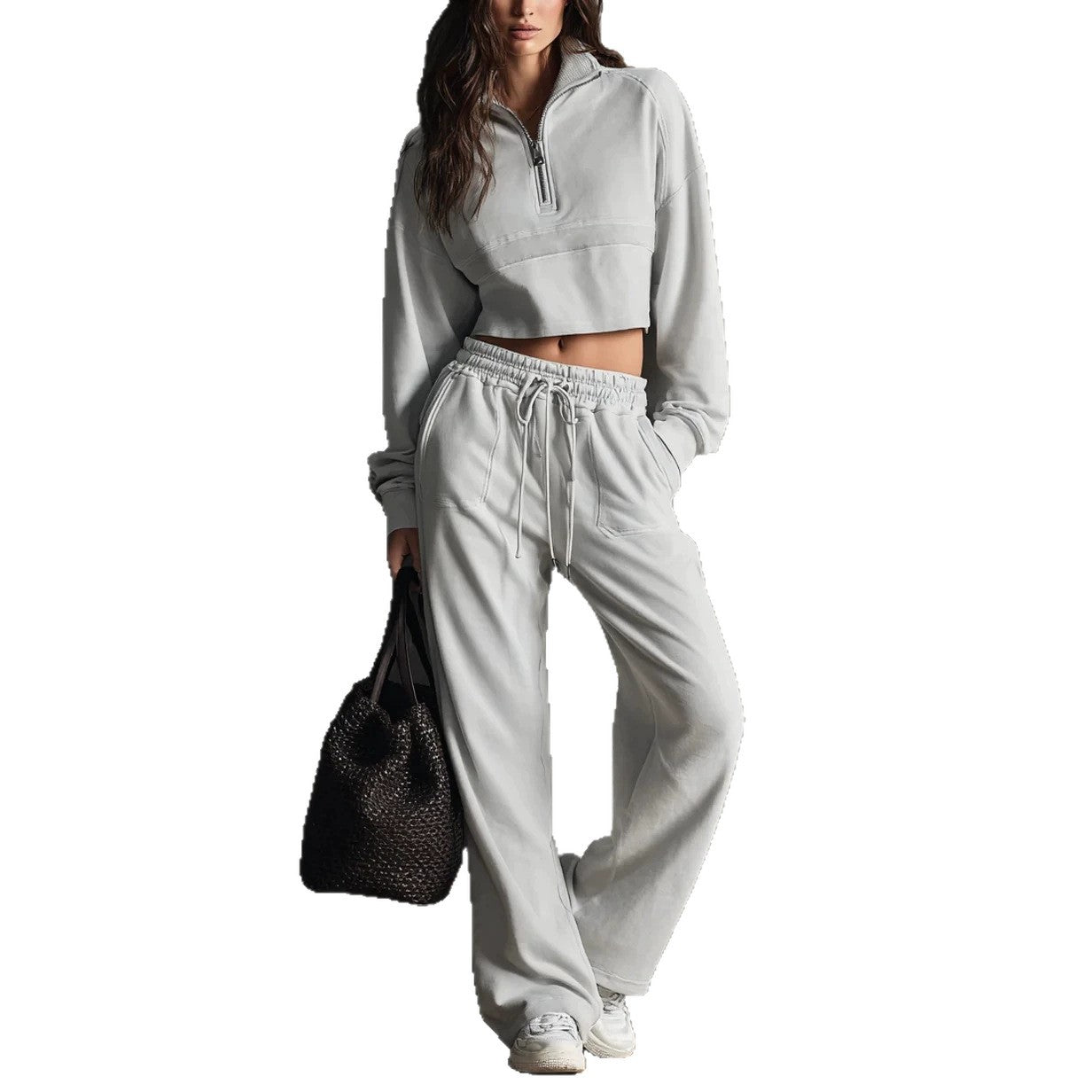 Long-Sleeve Sweatshirt And Lace-Up Wide-Leg Pants Secondary image