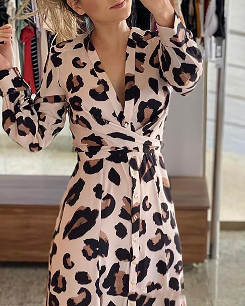 Leopard Print Long Sleeve Dress Secondary image