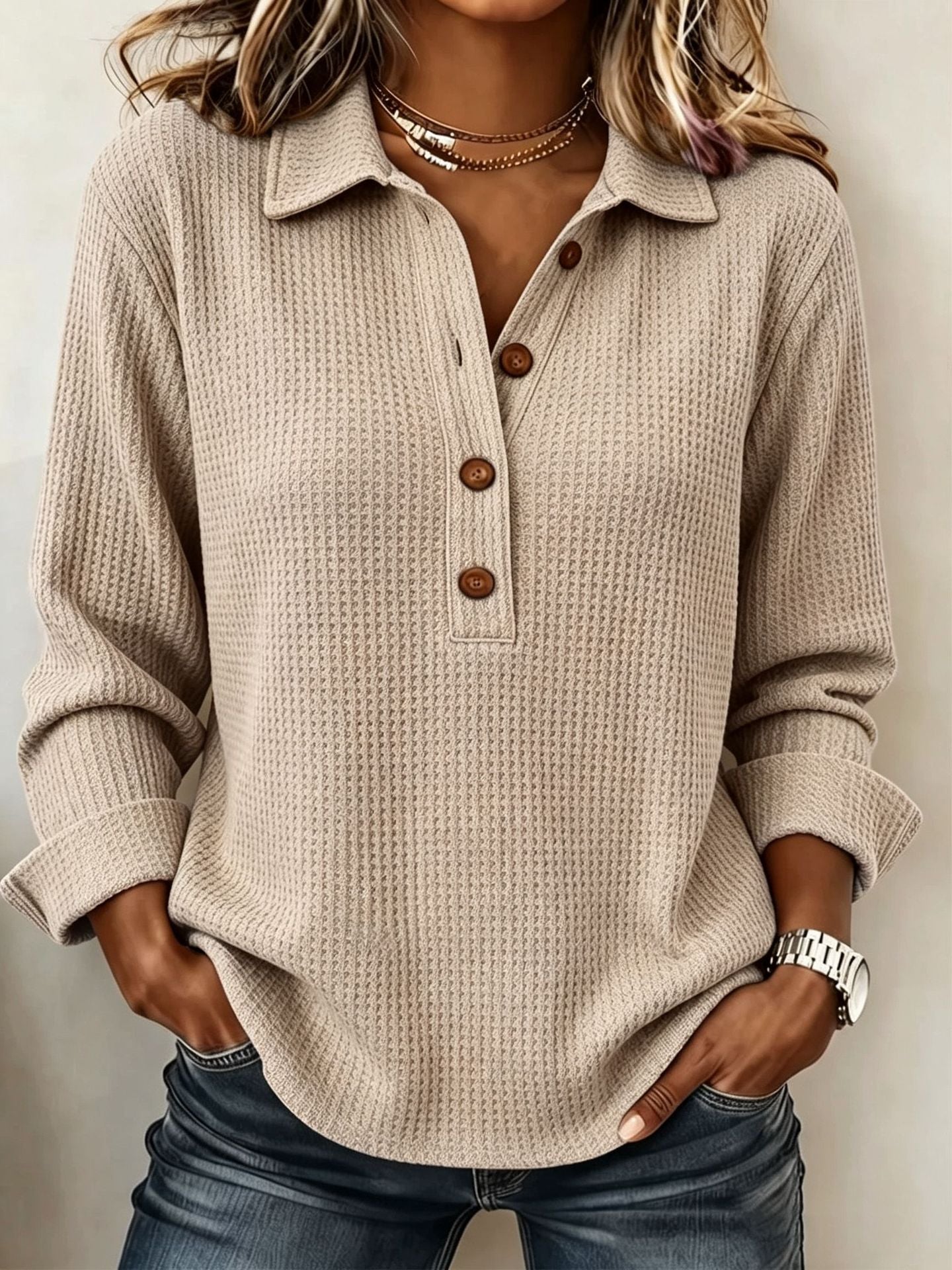 Casual Loose-fit Long-sleeve Top Secondary image
