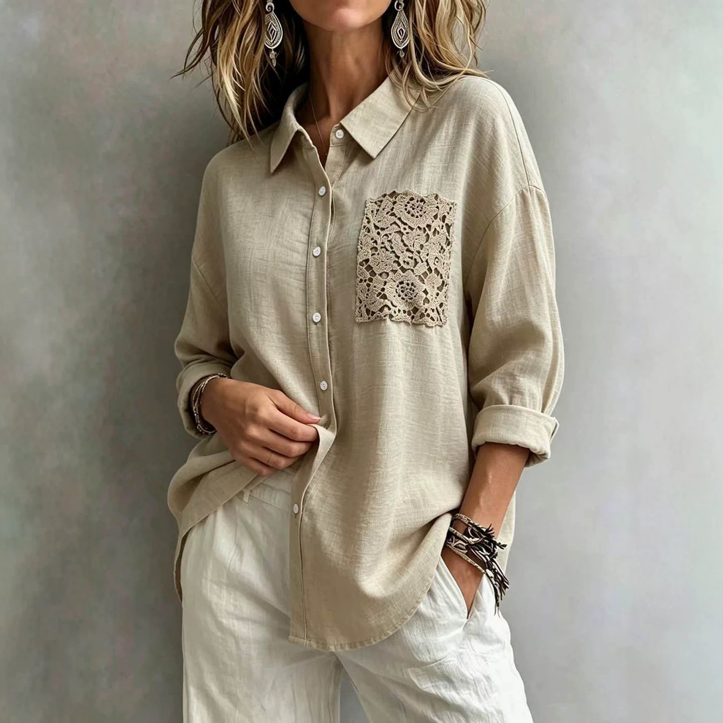Drop-shoulder Long-sleeved Thin Top Secondary image