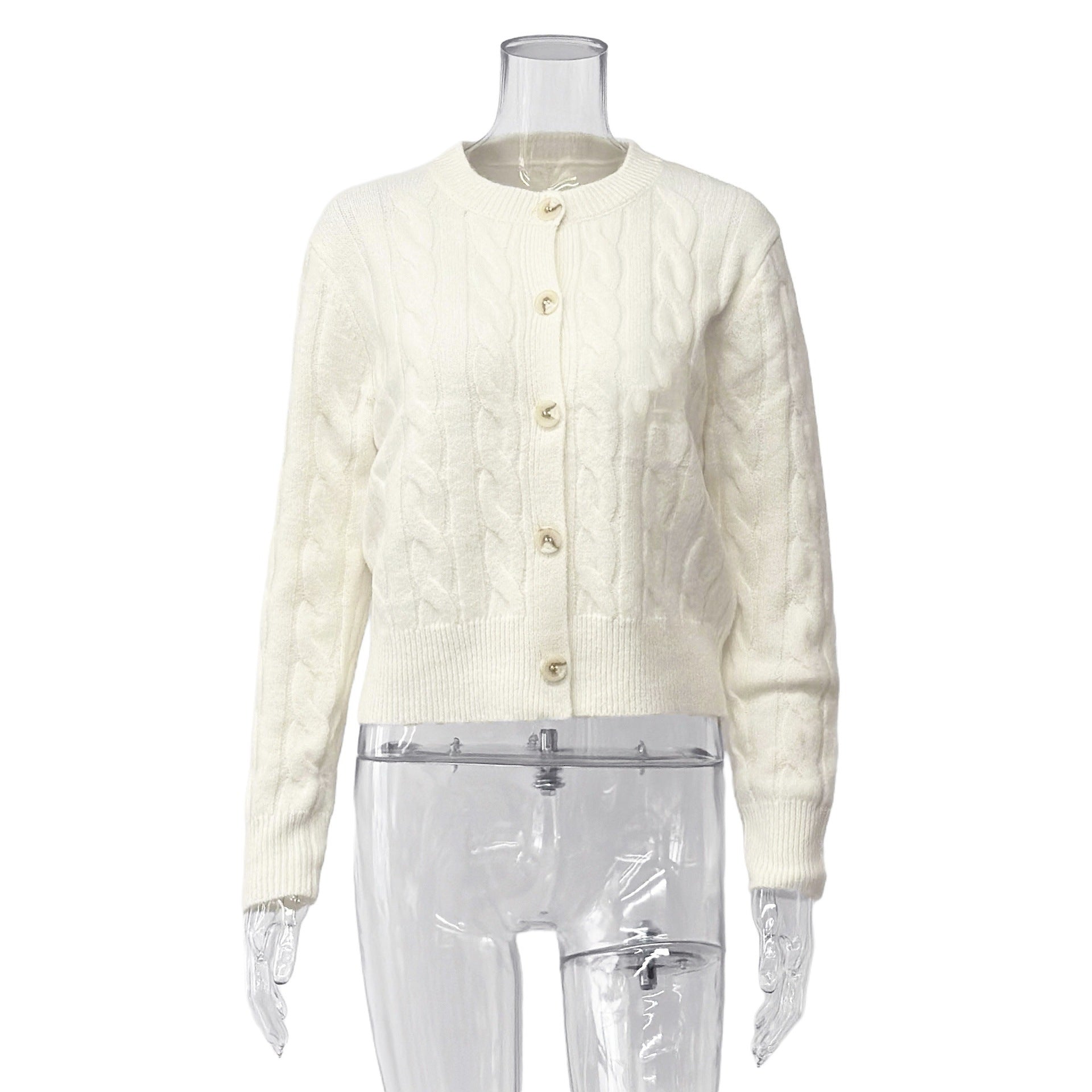 Embroidered Crewneck Cable-Knit AutumnWinter SweaterBlouse Secondary image