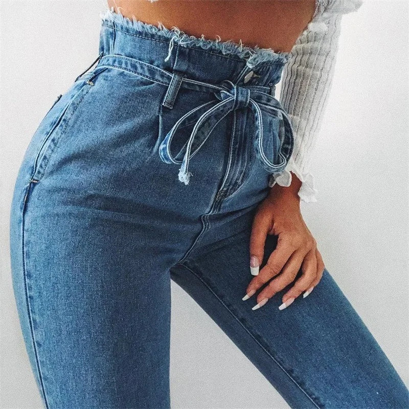 High-waisted Washed Pencil Pants Secondary image