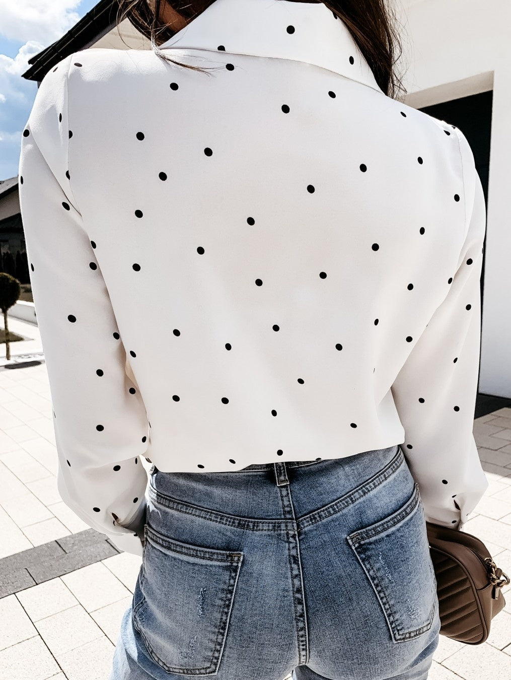 Slim Button Polka Dot Long Sleeve Pocket Shirt Secondary image